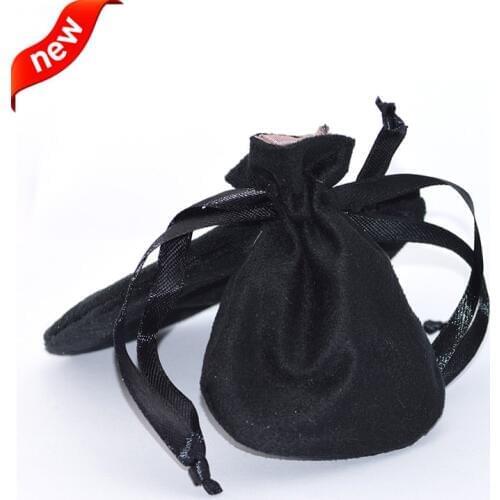 5pcs/lot Black Pouches Compatible with European Jewelry Silver Beads Charms Rings Packaging Free Shipping Wholesale P6-5Black