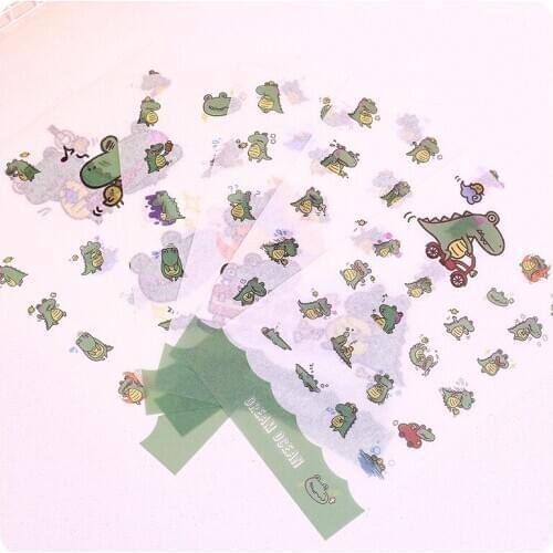 6pcs / lovely green dinosaur daily and paper sticker diary notebook DIY sticker stationery
