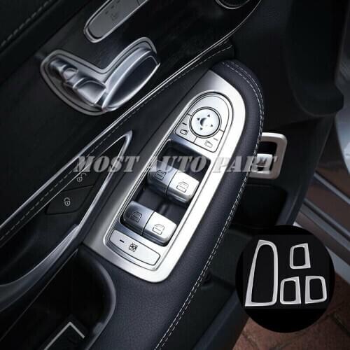 ABS Plastic Interior Window Lift Button Cover Trim For Mercedes Benz C Class W205 2015-2017 GLC Class X253 2016-2017 4pcs LHD