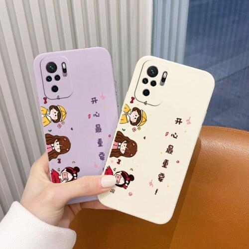 Happy Girl Phone Case For Xiaomi Redmi Note 10 10S 9T 9 8 7 Pro MAX Redmi 9 9A K40 K40pro K30 K20 Liquid Silicone Cover