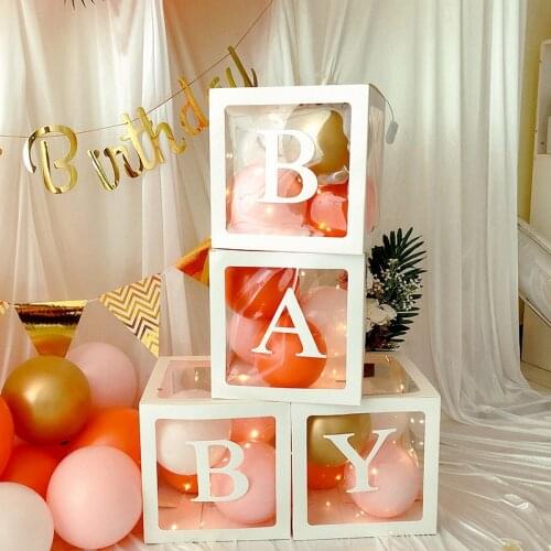 DIY Transparent Name Box A-Z 26 Letter Latex Balloon Box LOVE BABY ONE Birhday Wedding Party Supplies Baby Shower Decor Balloons