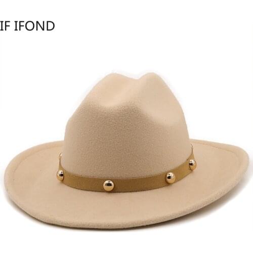 Autumn Winter New Wool Womens Mens Felt Fedoras Hats Solid Formal Wedding Jazz Cap Western Cowboy Cowgirl Hat