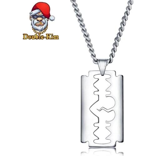 Classic Blade Pendant Necklace Men Hiphop Street Culture Titanium Stainless Steel Fashion Trendy Chain Necklace Man Jewelry Gift