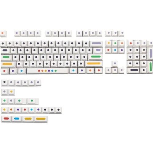 128 Keys/Set White Colour Dots Keycaps Cherry Profile PBT Key Caps for MX Switch Mechanical Keyboard Dye Sublimation Key