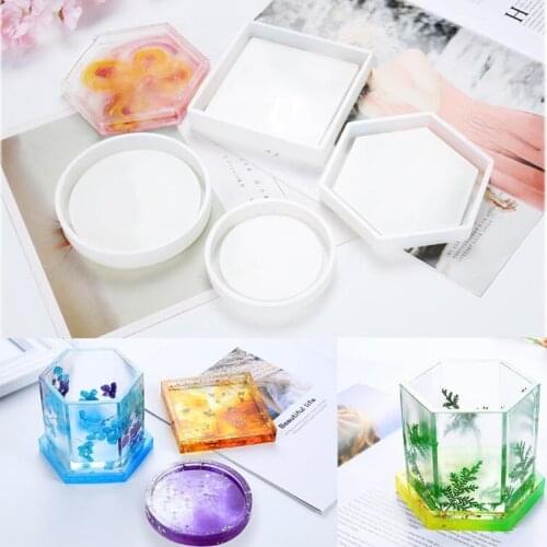Round Pentagon Coaster Silicone Mold Resinfor DIY Crystal Epoxy Resin Coaster Resin Crafts Jewelry Making Tools