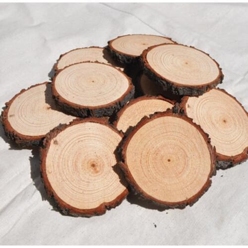 50 pcs Round Natural Wood Slabs Slices with Bark