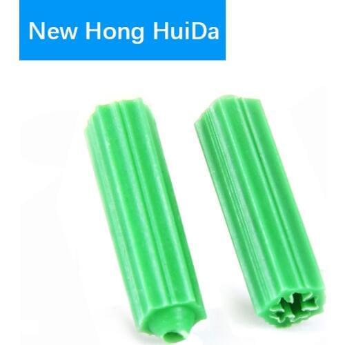 M6 M8 Green Masonry Screw Ribbed Plastic Anchor Fixing Wall Plugs Expansion Pipe Drywall Drill Dry Tube Wall Plugs