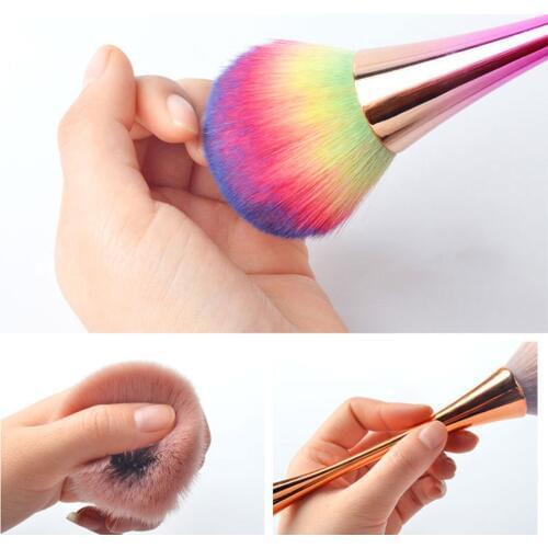 New Colorful Nail Dust Clean Brush Aluminum Soft Head Single Acrylic&UV Gel Nail Art Cleaner Powder Remover Brush Manicure Tool