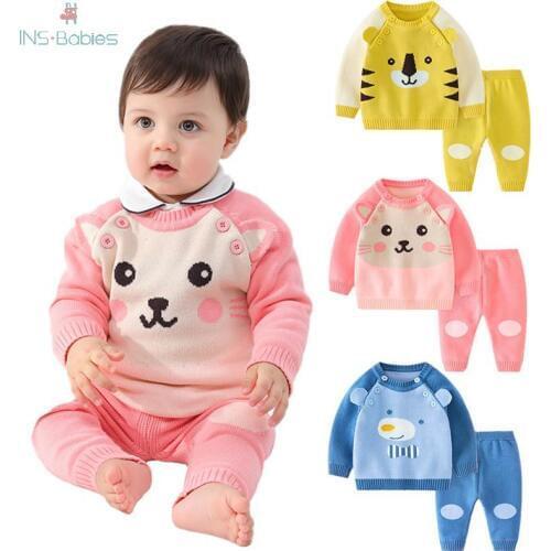 Newborn baby boy clothes winter Baby Knitted Set for girls 12m-3y long sleeve animals homewear for boy Newborn Outfit sets 2020