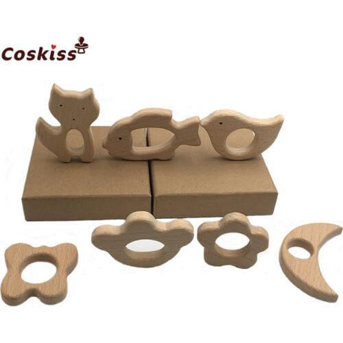 Organic Baby Teether Wooden Teether Natural Baby Teething Nursing Grasping Toy Toddler Teether Newborn Baby Teether Gift