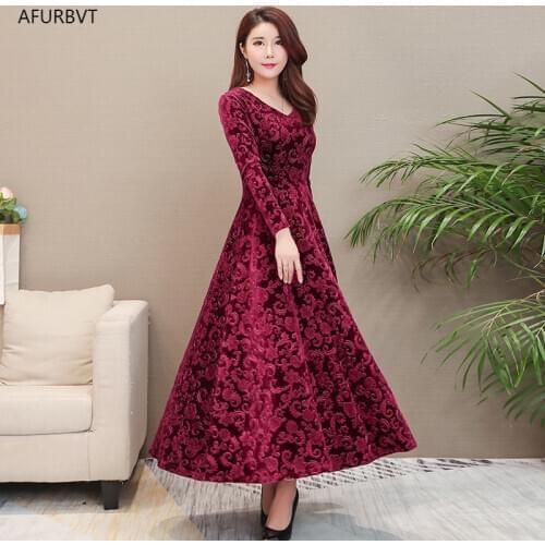 Spring Autumn Elegant V Line Slim Print Ball Gown Velvet Dress Women Sexy Dresses Party Night Club Dress 2020 ukraine Vestidos
