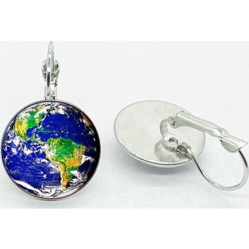 Fashion New Ladies World Map Glass Globe Jewelry Men And Women Earth Earrings Holiday Gifts