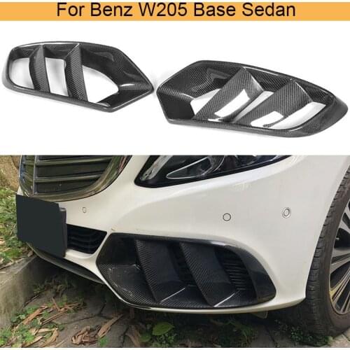 Car Front Bumper Air Vent Trim Mesh Grill Frame C Class Carbon Fiber / FRP for Mercedes-Benz W205 Base Sedan C180 C200 2015-2018