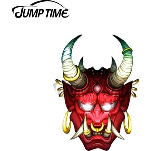 Jump Time 13 x 7.6cm For Devil Oni Samurai Funny Car Stickers Decals Laptop Refrigerator Cute Vinyl Windshield Motorcycle Decor