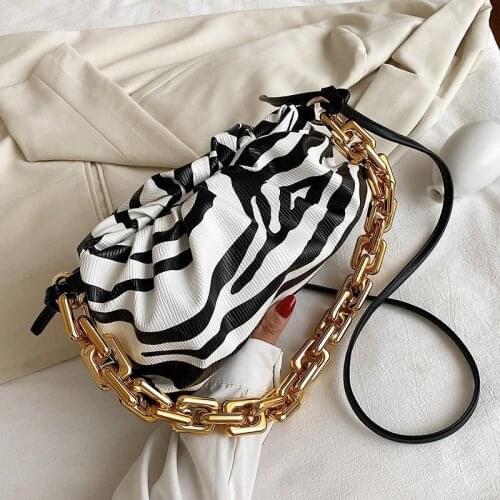 Thick Chain Cloud Bag Retro Underarm Bag 2021 New Soft Fold bag Designer Female Dumpling Bag Cowhide Leather Clutch handbag