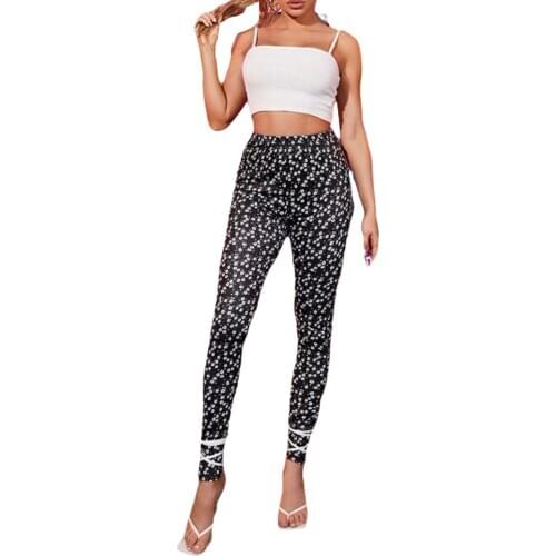 Womens Sports Pants High-Waist Trousers Party Floral Jogger Slimming Tight Wrapped Bottoms женское платье