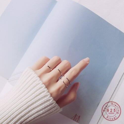 WANTME Simple Real 100% 925 Sterling Silver Glossy Fine Ring for Women Young Girls Knuckle Finger Rings Jewelry Drop Shipping