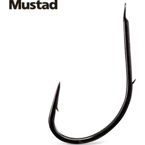 10 packs Mustad 10015 Steel Fishing Hook Barbed Hook Back Barb Double Barbs 4#-19# Carp Shape Baitholder Fishing Accessory