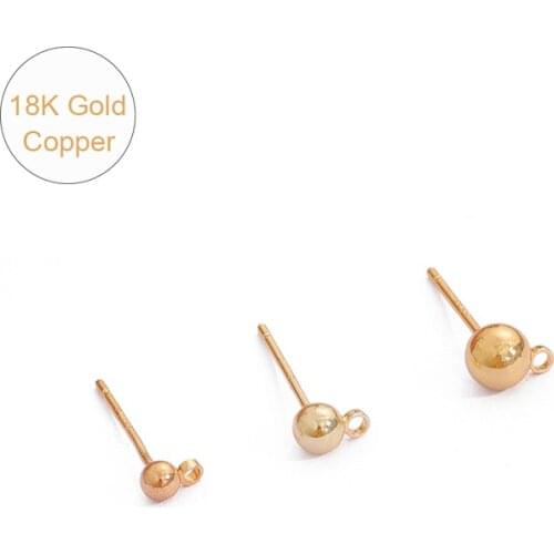 18K Gold Plated 2Pcs 3 4 5mm S925 Pin Stud Earring Basic Pins Stoppers Connector For DIY Jewelry Making Accessories Supplies