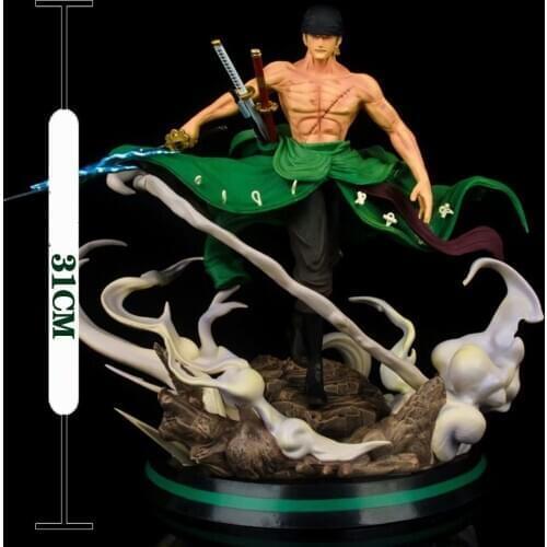 31cm Anime ONE PIECE HUNTER FAN GK Statue Portrait Of Pirates Roronoa Zoro PVC Action Figure Toy Adult Collection Model Doll