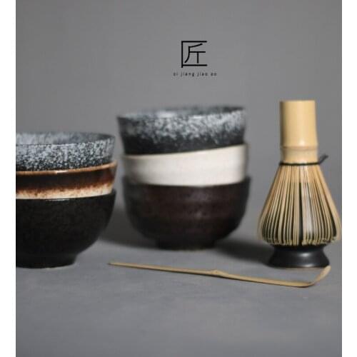 4pcs/set traditional matcha giftset bamboo matcha whisk scoop ceremic Matcha Bowl Whisk Holder japanese tea sets