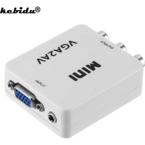Kebidu Hot Sale VGA to AV Mini Converter Adapter Support 1080P VGA2AV Converter PC to TV HD Computer to TV Wholesale