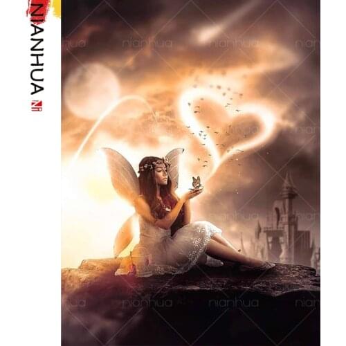 Diamond Painting 5D Mural Angel Wishing Heaven Blessing Butterfly Embroidery DIY Home Decoration Round Square Rhinestone Gift