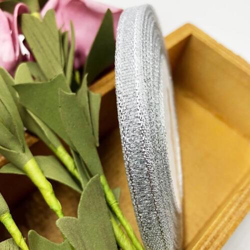 25Yards 6mm Silver Silk Satin Ribbon Party Home Wedding Decoration Gift Wrapping Christmas New Year DIY Material
