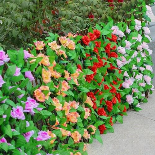 Colorful Garden Screen Fence Retractable Solid Wood Grid Flowers Privacy Barrier Anti-noise Anti-UV Wedding/ Restaurant Decorat