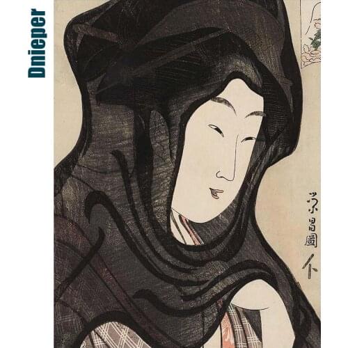 DIY Japanese Art Diamond Painting Black Yarn Woman Portrait Embroidery Mosaic Picture Rhinestone Handmade Kits Home Decor Gift