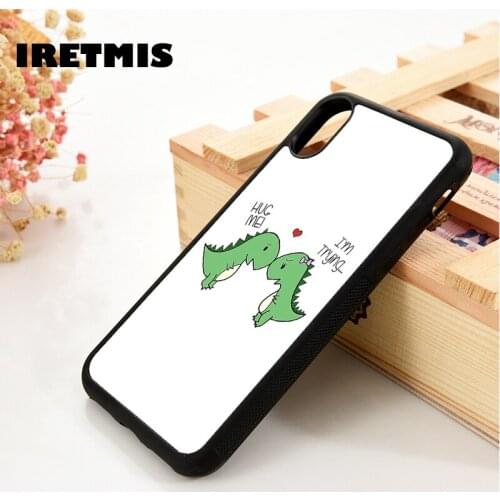 Iretmis 5 5S SE 6 6S Soft TPU Silicone phone case cover for iPhone 7 8 plus X Xs 11 Pro Max XR Dinosaur Cartoon Hug Me Love Gift