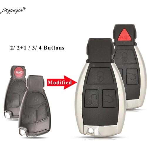 Jingyuqin 2/3/4 Buttons Car Key Shell For Mercedes Benz B C E ML S CLK CL Modified Replacement Smart Auto Key Case Upgrade