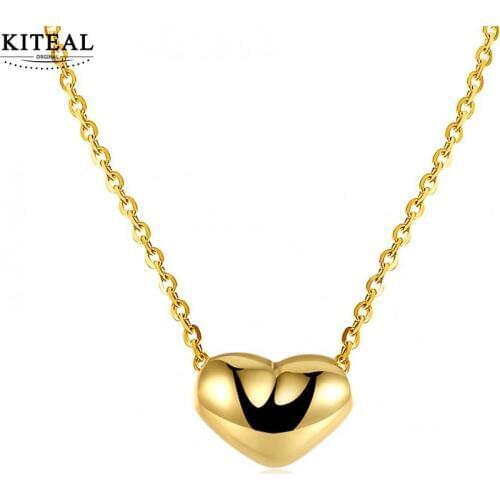 Kiteal Silver Champagne Gold-Color High Polish 3 Dimensional Heart Jewellery necklaces & pendants JN0002A