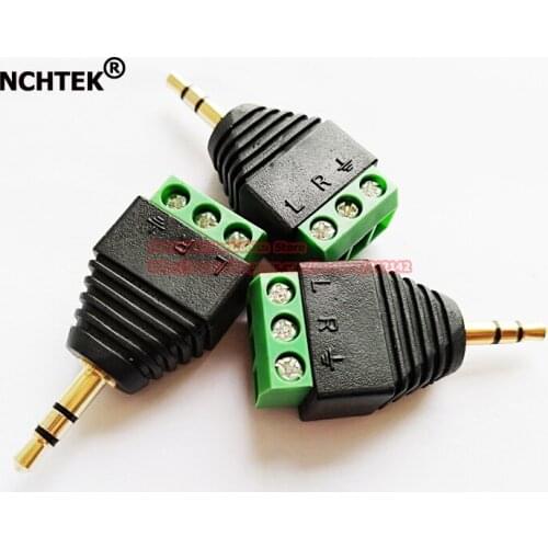 NCHTEK Terminal block to 1/8" 3.5mm stereo jack male plug adapter 3Pin Audio Adapter/Free Shipping/50PCS