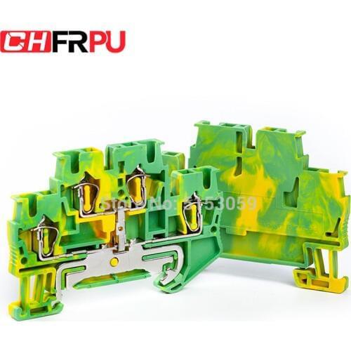 1Pcs STTB2.5-PE Din Rail Double-layer Ground Spring Terminal Block Return Pull Type Spring Earthed Terminal Connectors