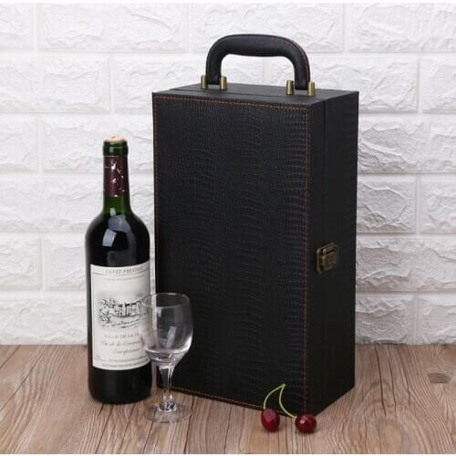 Wine Bottle Box Leather Luxury Bag 2 Red Wine Champagne Tote Carrier Handle Travel Case Organizer Gift