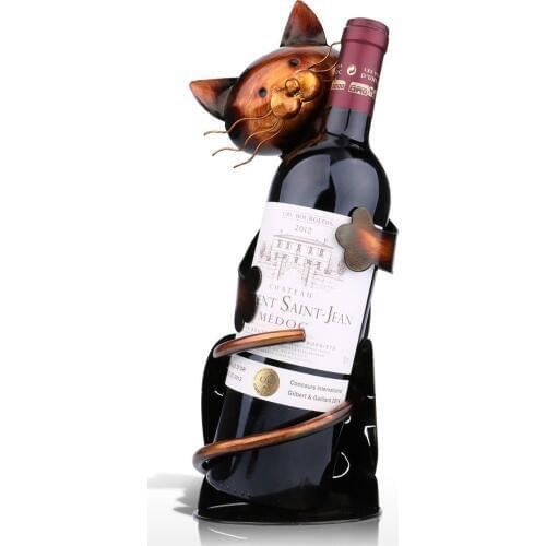 Creative Cat Wine Rack Wine Holder Shelf Metal Practical Sculpture Wine Stand Home Decoration Interior Crafts Christmas Gift