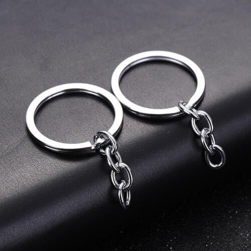 Wholesale 20pcs/lot Chrome Color Round Big Circle Ring with Extend Chain Fit DIY Keychain Jewelry Making Materials Supplier
