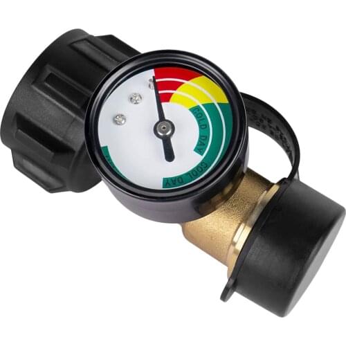 Brass Propane Tank Adapter Pressure Meter Gauge Grill BBQ RV Gas Tank Valve