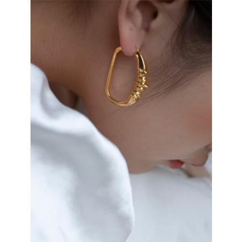 Brass With 18K Gold Irregular Geo Statement Drop Earrings Punk Party Gown Runway rare Boucle Korean Japan INS Boho Top Gothic