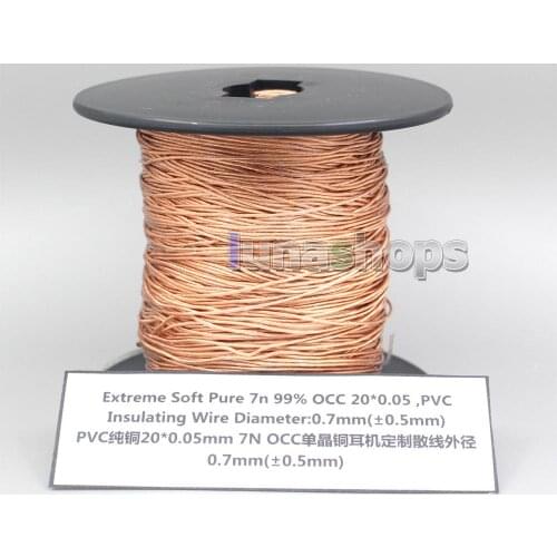 LN007011 Extreme Soft Pure OCC 20*0.05mm PVC Crystal Diameter OD: 0.7mm(+-0.5mm) DIY Audio Headphone Earphone Bulk Wire Cable