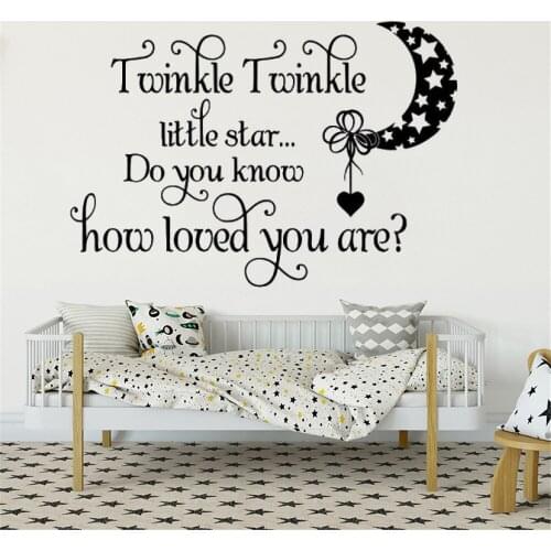 Twinkle Little Star Lyric Wall Decals Nursery Kids Room Music Quote Moon Star Murals Livingroom Decoration Stickers DW11191