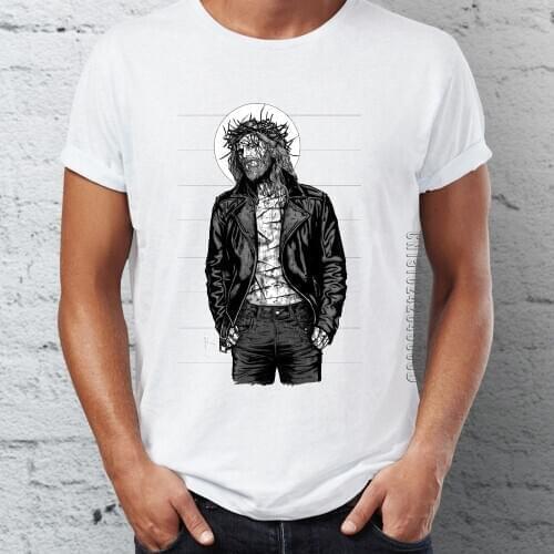 Men 100% Cotton T Shirt Adult Cool Jesus Christ Christian Artsy T-shirts Guys Graphic Tops & Tees