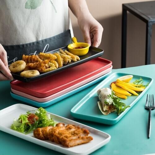 Nordic 12-inch long ceramic plate sushi salad ceramic plate hotel home western kitchen set plate