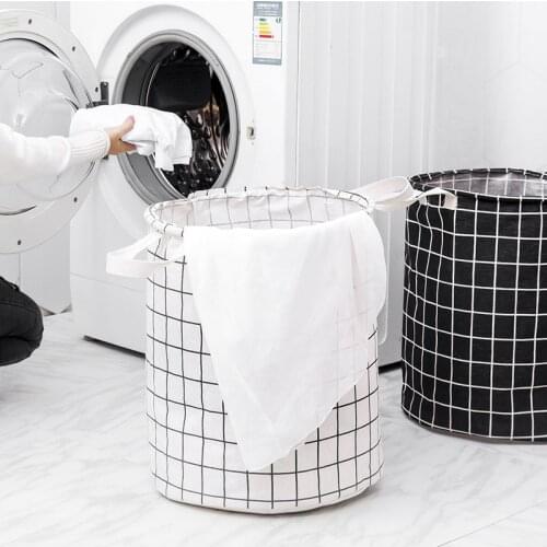 New Cotton and Linen Dirty Clothes Basket Foldable Storage Bucket Fabric Waterproof Dirty Clothes Toy Storage Basket