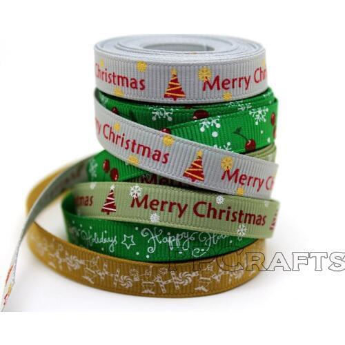 NEW 3/8" 9mm Merry Christmas Ribbons, Printed Christmas Trees style DIY haribow etc.accessories Tape