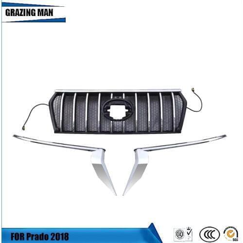 Car ABS Front grilles for Land Cruiser Prado 2018 2019 2020 2021Front Grill Cover for FJ150 Prado Front Grille With LED