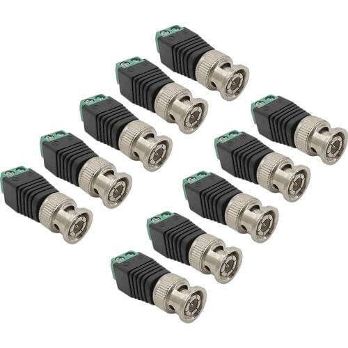 Green BNC Male Plug Coaxial Cable Adapter Male Coax CAT5 to Coaxial BNC Cable Connector Camera CCTV Video Balun