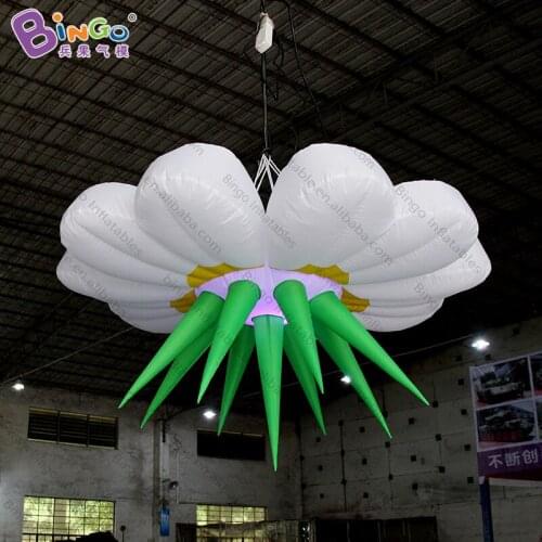 Personalized 1.5 meters big inflatable LED flower decoration / hanging lighting white flower inflatable toys
