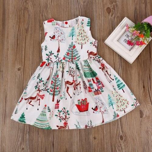 2020 New Hot Baby Kids Girls Christmas Cartoon Dress Babies Xmas Deer Sleeveless Princess Party Tutu Dresses ropa de bebe niña